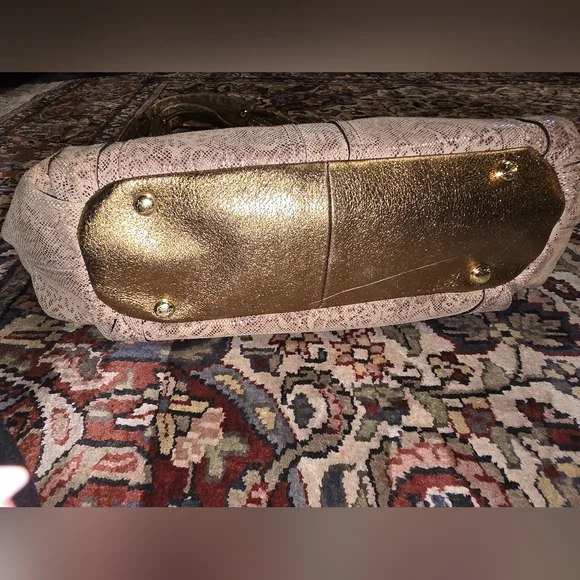 B. Makowsky Gold and Snakeskin Shoulder Bag
